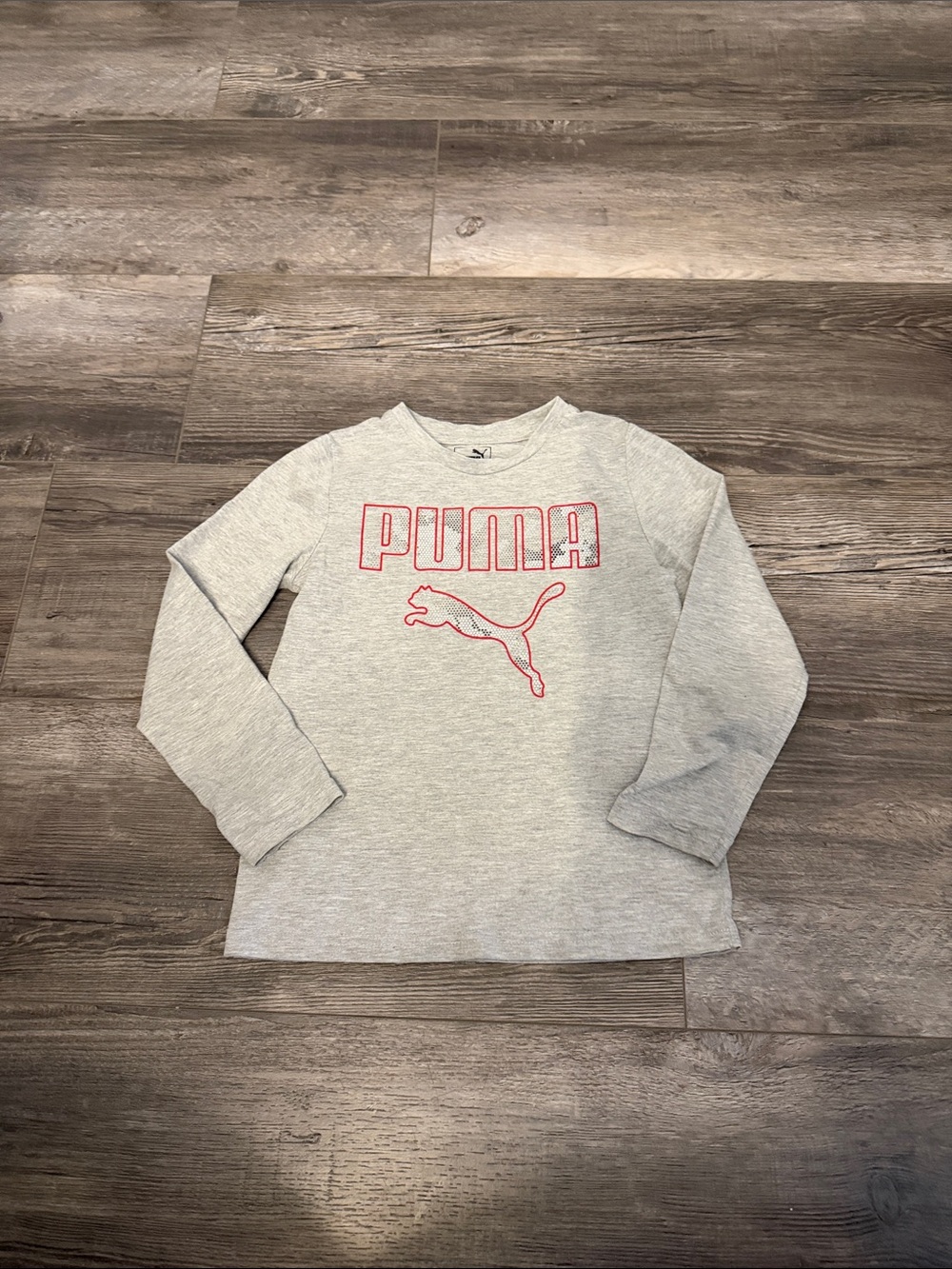 Puma Kids Light Gray Sweatshirt with Pink Logo